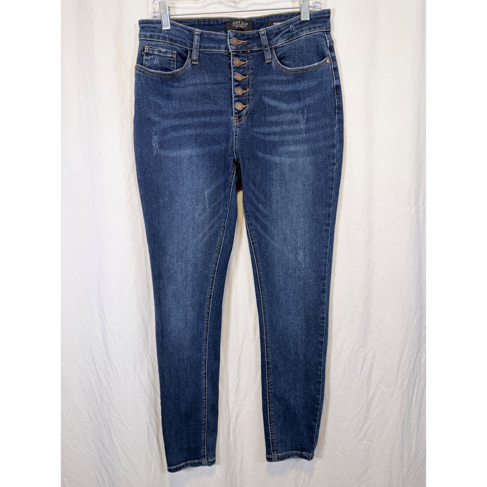 Judy Blue Skinny Fit‎ Jeans Dark Wash Button Fly Distressed Size 9/29